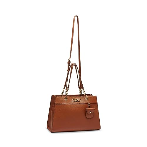 Anne Klein Tote with AK Bevel Logo, Chestnut, Chestnut, One Size