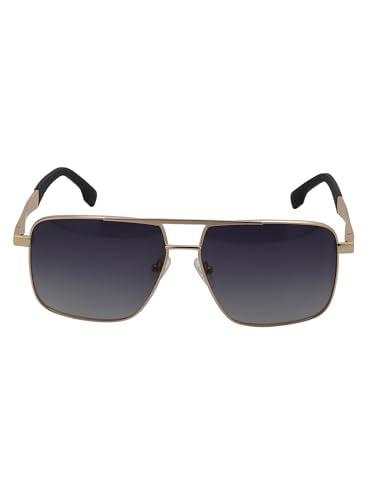 Carlton London Unisex Premium Rose Gold & Black Toned Grey UV with Polarized Lens Square Sunglass