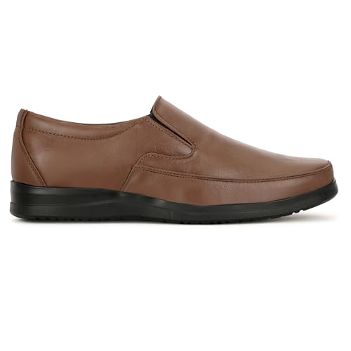 Leatherful Formal Moccasin Shoes for Men | Full Grain Genuine Leather | PU Sole & Nappa Lining | Office | Party | Smart Casual (Brown, UK Footwear Size System, Adult, Men, Numeric, Medium, 9)