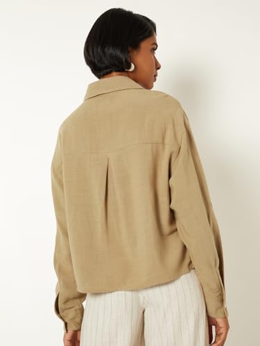 Max Women Solid Shirt (Beige_XXL)