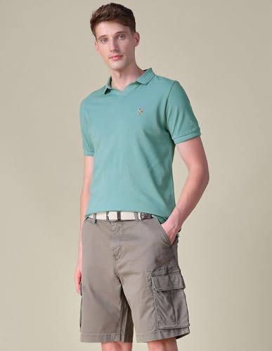 U.S. Polo Assn. Denim Co. Men's Solid Slim Fit Polo Shirt (UDTSHOE0261_Light Green_M)