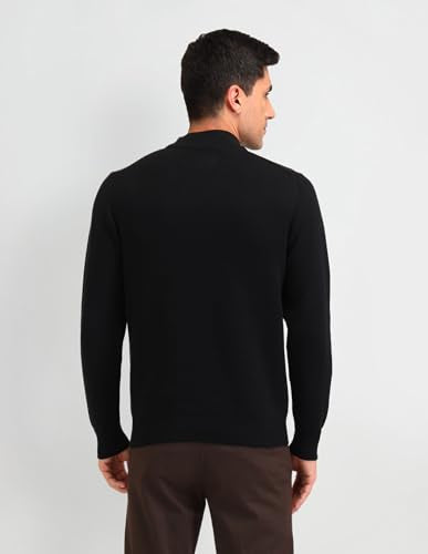 U.S. Polo Assn. Denim Co. Mens Black Solid Long Sleeve Cotton Classic Pullover Sweater (UDSWE0298_Black_)