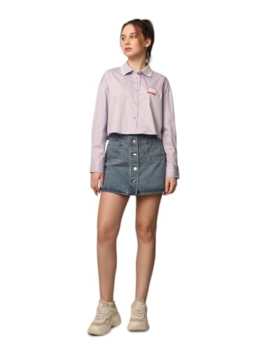 ONLY Women Boxy Fit Purple Shirt