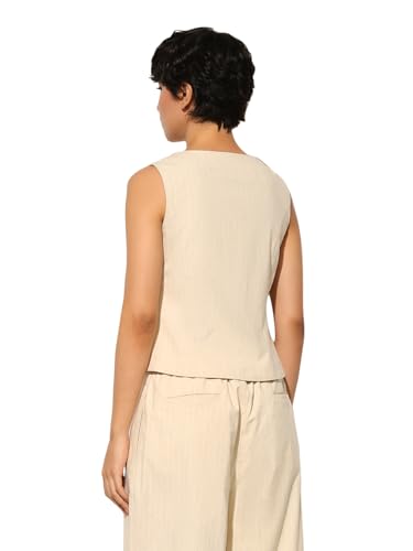 ONLY Women's Regular Fit Beige Waistcoat