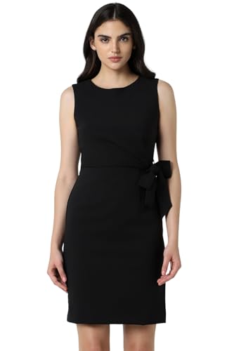 Van Heusen Women's Polyester Blend Modern Above The Knee Dress (Black)