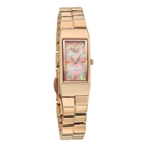 Titan Raga Opal with Quartz Analog White Dial Rose Gold Color Strap Watch for Women - 2815WM02