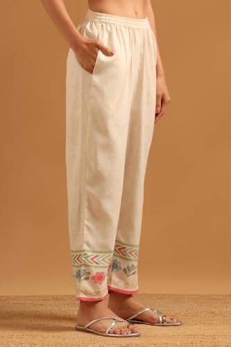 Soch Womens Off White Cotton Blend Printed Botanical Co-Ords Set