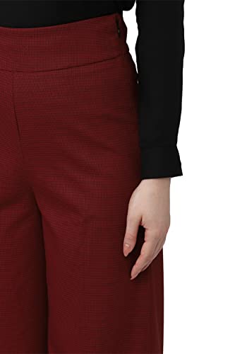 Women Maroon Solid Casual Regular Fit Trousers