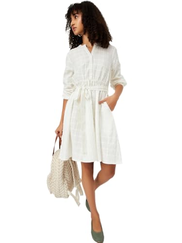 Max Women's Polyester A-Line Midi Dress (TP55003_Off White