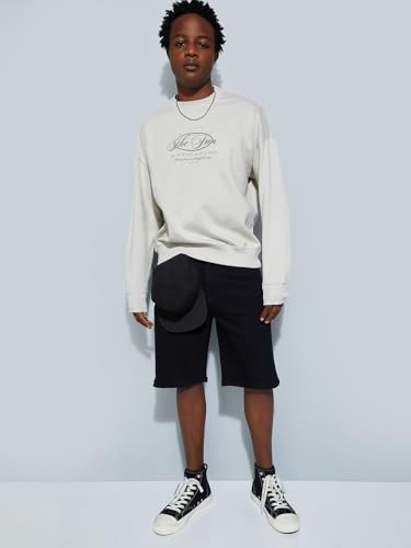 URB_N Men Oversized Printed Sweatshirt,Off White,S