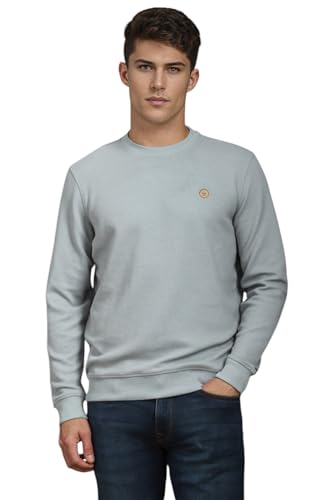 Louis Philippe Men Casual Grey Textured Sweatshirt