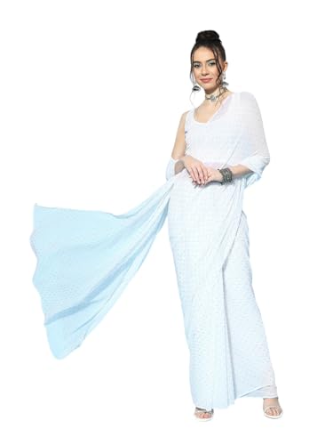 Ahalyaa Women's Polyester Sarees (AHSR-UNS-103-FF_White)