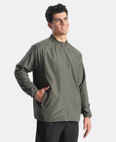 Jockey MV40 Men Microfiber Water Resistant Convertible Hoodie Jacket_T Green_M