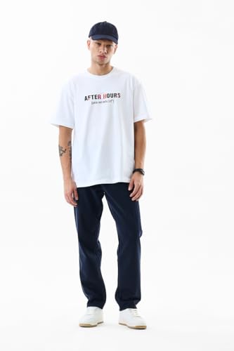 SNITCH Men Jeans | Baggy Fit Relaxed Style with Turned-Up Hem & Mid Rise | 100% Cotton Woven Fabric for Casual & Street Wear |Navy