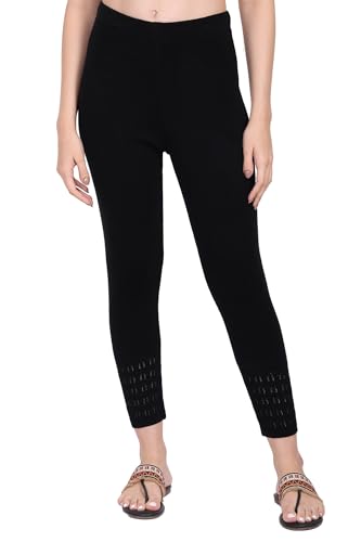 W for Woman Black Solid Acrylic Legging - (W62081-223871-XL)