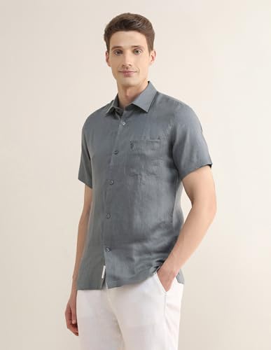 U.S.Polo Association Men's Solid Regular Fit Shirt (USSHTP1273H_Dark Grey_44)
