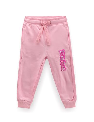 U.S. POLO ASSN. Girls Flip Sequin Cotton Joggers Pink