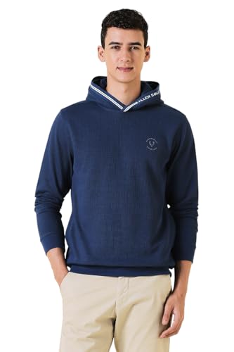 Men Navy Hooded Neck Full Sleeves Casual Sweatshirt
