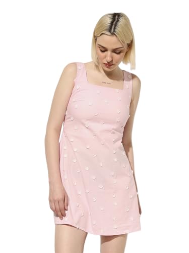 ONLY Women's Cotton Mini A-Line Dress (9020415-Pink Lady_Pink