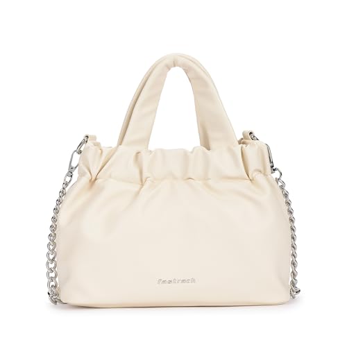 Fastrack Ruched Sling Bag for Women | Compact Faux Leather Crossbody with Detachable Chain Strap, Magnet Closure and Inner Pockets | Minimalist Everyday Sling for Casual and Evening Looks