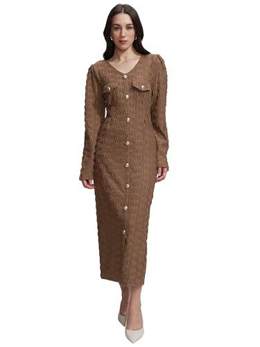 Tokyo Talkies Women V Neck Regular TTJ6012376 Brown L