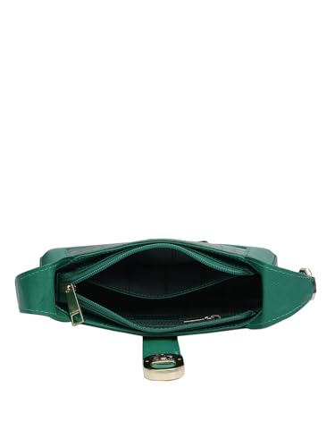 Da Milano Genuine Leather Green Sling Bag (00993OL) (Small)