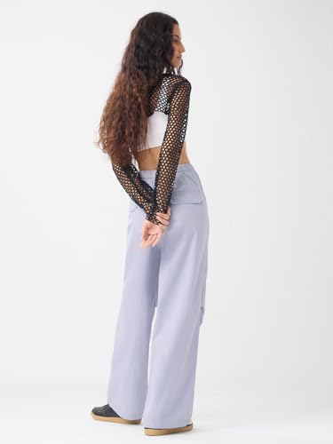 The Souled Store Parachute Pants: Light Purple Women and Girls Drawstring Waist Solid Cotton Relaxed Fit Adjustable Toggle Hems Lightweight All-Season Joggers