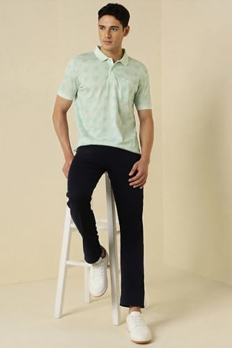 Allen Solly Men Green Print Polo Neck T-Shirt