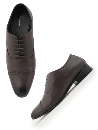 RAI SAHAB Formal Shoe for Men | Lace-Up Oxfords for Business & Casual Wear | Stylish Design with Comfortable Fit for All-Day Support(6407BRN-11UK) Brown