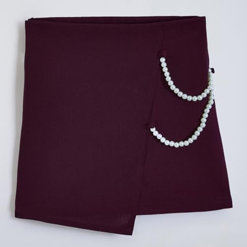 Hopscotch Girls Sleeveless Maroon 2-Pc Burgundy Pearl Accent Skirt Set (7-8 Years)