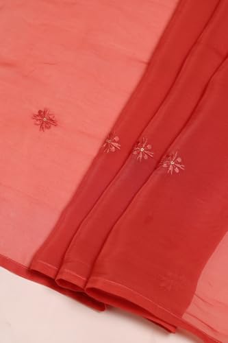 Soch Womens Peach Chinon Embroidered Suit Set With Sequins