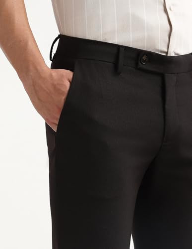 Arrow Men's Textured Dobby Trousers (ARAKTR2031_Black_32)