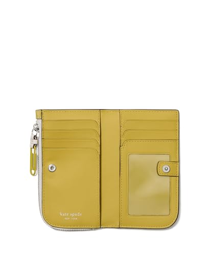 Kate Spade New York Women's Page Turner Bestsellers Print Smooth Leather Small Slim Bifold Wallet, Cream Multi, One Size