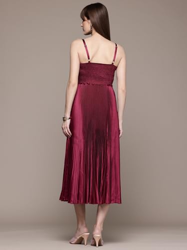 Label RITU KUMAR Wine Grace Shoulder Strapes Sweetheart Neck Long Dress