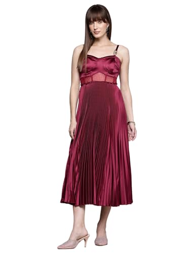 Label RITU KUMAR Wine Grace Shoulder Strapes Sweetheart Neck Long Dress