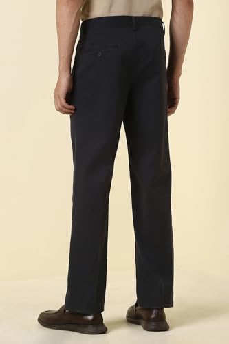 Men Navy Solid Casual Trousers