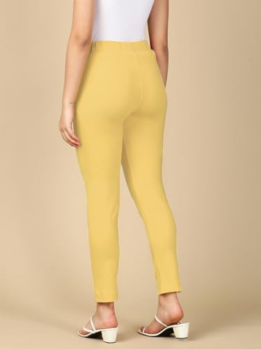 Lux Cozi PYNK Women's Solid Premium Cotton Lycra Kurtipant with Side Pocket_COZI_PYNK_KURTIPANT_77_FS_1PC Cream