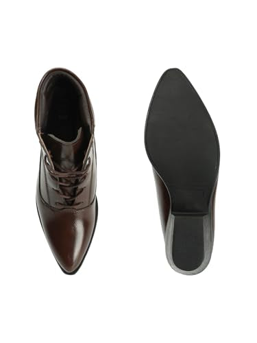 ELLE Women's Fashionable Lace-Up Boots Colour-Brown, Size-UK 3