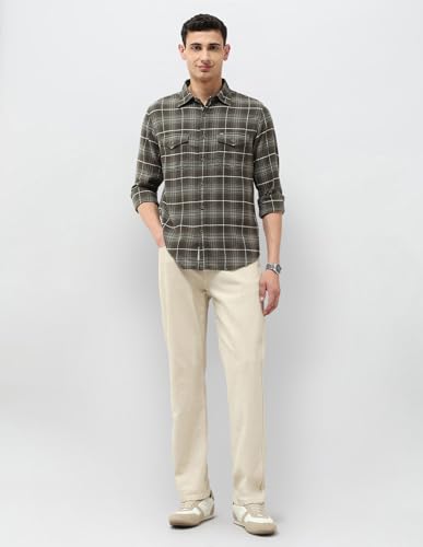 U.S. Polo Assn. Denim Co. Men's Twill Tartan Checked Shirt (UDSHT1976_Olive_39)