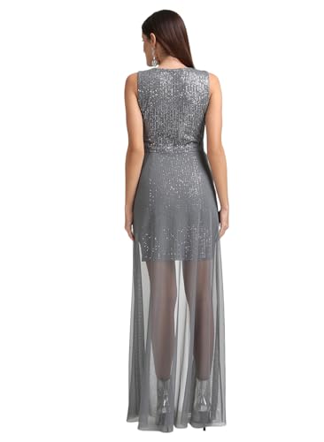 Kazo Women's Polyester Blend Modern Maxi Dress (124674_Grey