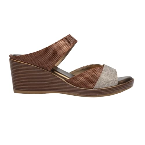 MONROW Fancy and Stylish Trendy and Lightweight Casual Regularwear Vegan Wedges For Women and Girls Bronze 5UK