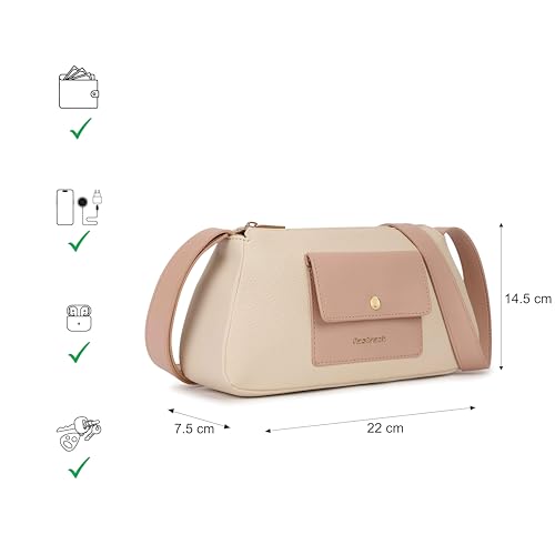 Fastrack Stellar Sling Bag for Women| Faux Leather Sling with Adjustable Belt | Small Grain Texture and Front Button Pocket | Trendy Handbags for Women | Compact Sling for Girls