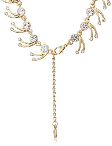 Estele 24Kt Gold Plated CZ Diamond with Leafy Design Necklace Set for Women