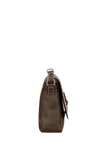 eske Benito Women's Crossbody Bag, 11 inch Padded Tablet Compartment, Saffiano Vegan Leather (Brown Saffiano)