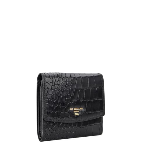 Da Milano Premium Leather Wallet for Women | Multi Compartment Travel Wallet - Black (10091A)