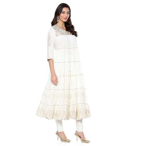 BIBA Women's Cotton Kurta Sets (SKDUTSV10169AW24OWHT_White