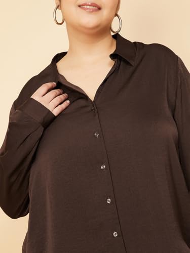 Max Women Crinkled Regular Fit Shirt (Brown_3XL)