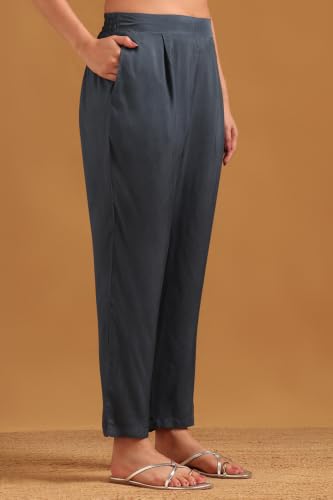 Soch Womens Grey Viscose Botanical Salwar Suit With Bead