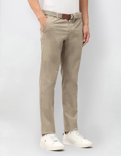 U.S.Polo Association Men's Denver Slim Fit Satin Trousers (USTRO160D_Brown_36)