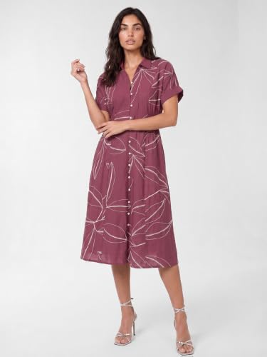 Max Women Embroidered Shirt Dress (Purple_S)